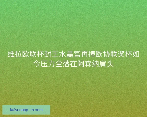 维拉欧联杯封王水晶宫再捧欧协联奖杯如今压力全落在阿森纳肩头 维拉欧联杯封王水晶宫再捧欧协联奖杯如今压力全落在阿森纳肩头