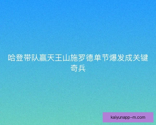 哈登带队赢天王山施罗德单节爆发成关键奇兵